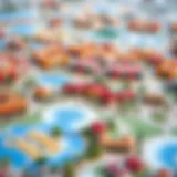 A vibrant map detailing the layout of Global Village in Dubai.