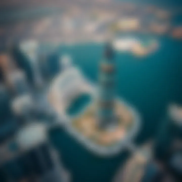 Aerial Perspective of Business Bay and Grosvenor Tower Aerial view of Business Bay highlighting the location of Grosvenor Tower