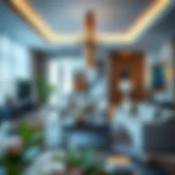Luxurious living room interior of Icon Deluxe Hotel Apartments