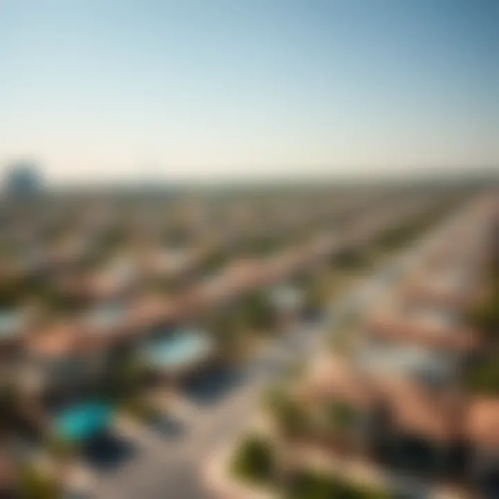 Vibrant Dubai Community Aerial view of a vibrant community in Dubai