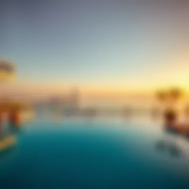 Infinity pool with panoramic views of Dubai skyline