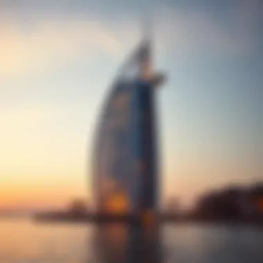 Majestic view of Burj Al Arab at sunset