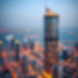 Spectacular view of Marina Heights Tower against Dubai skyline