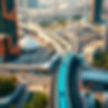 Modern Infrastructure of Dubai Metro Aerial view of Dubai's Metro Zone showcasing its advanced infrastructure.