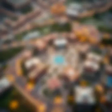 Aerial view of Jumeirah Village Circle highlighting community layout