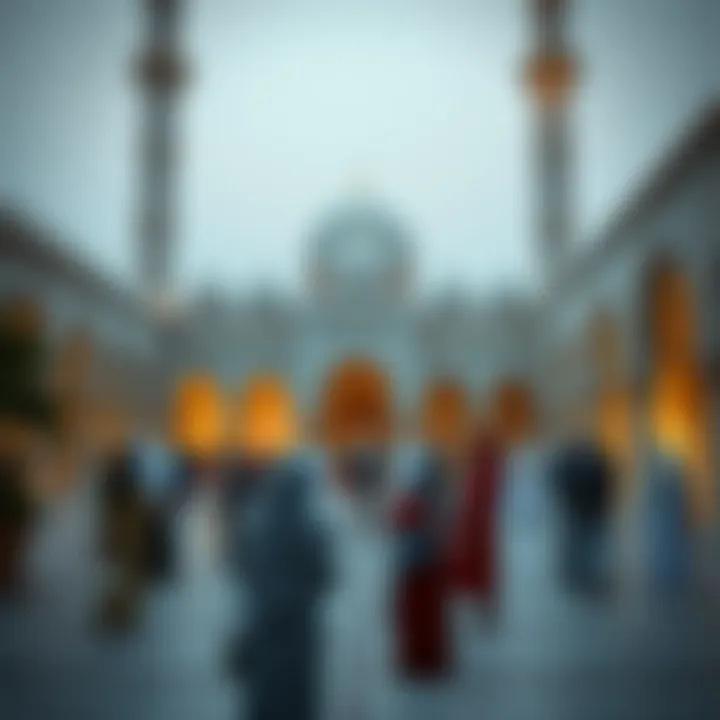 Community Engagement at Mosque Courtyards Community gathering at a mosque courtyard