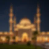 Nighttime Beauty of Dubai's Mosques A majestic view of a mosque illuminated at night