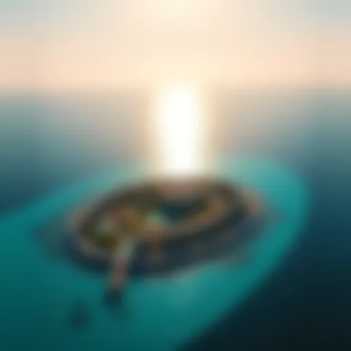 Aerial View of Private Island Aerial view of a private island in Dubai