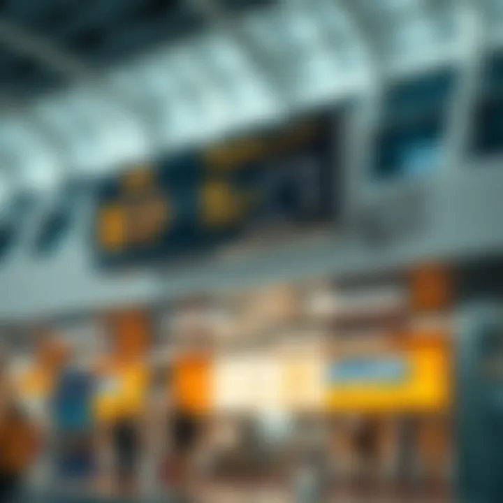Bus station in Dubai showcasing departure and arrival information