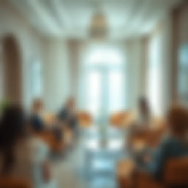 Charming community space with women engaging in discussions