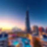 Stunning view of Oasis Tower 2 against the Dubai skyline