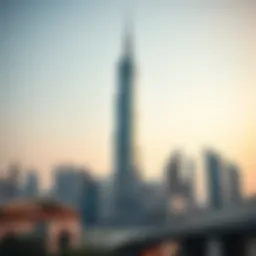 Stunning view of Omniyat Tower against the Dubai skyline