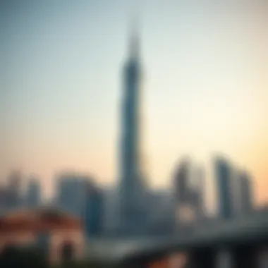 Stunning view of Omniyat Tower against the Dubai skyline