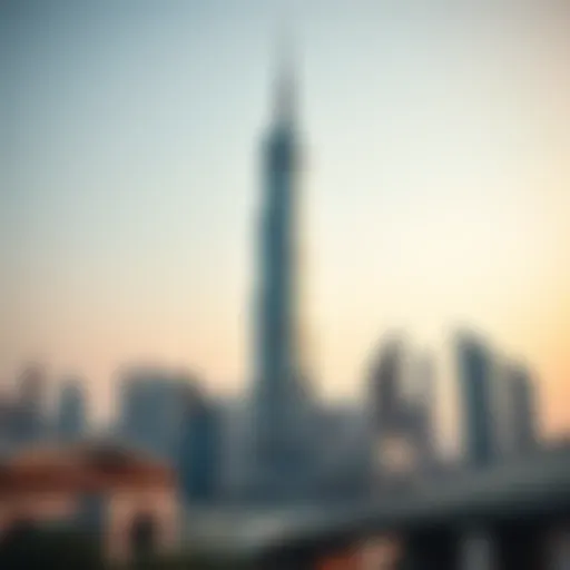 Stunning view of Omniyat Tower against the Dubai skyline