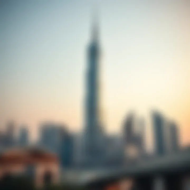 Stunning view of Omniyat Tower against the Dubai skyline