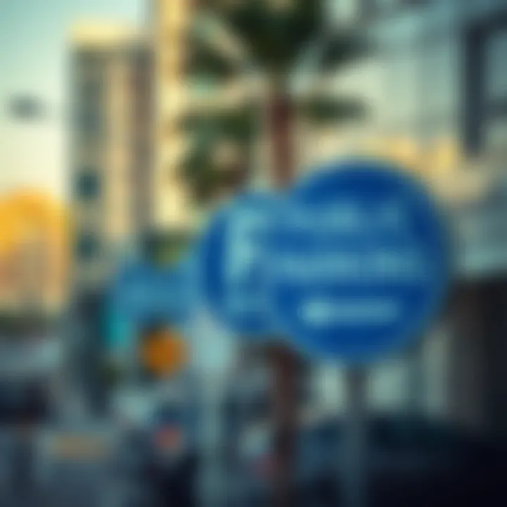 Public parking signs in Dubai's urban landscape