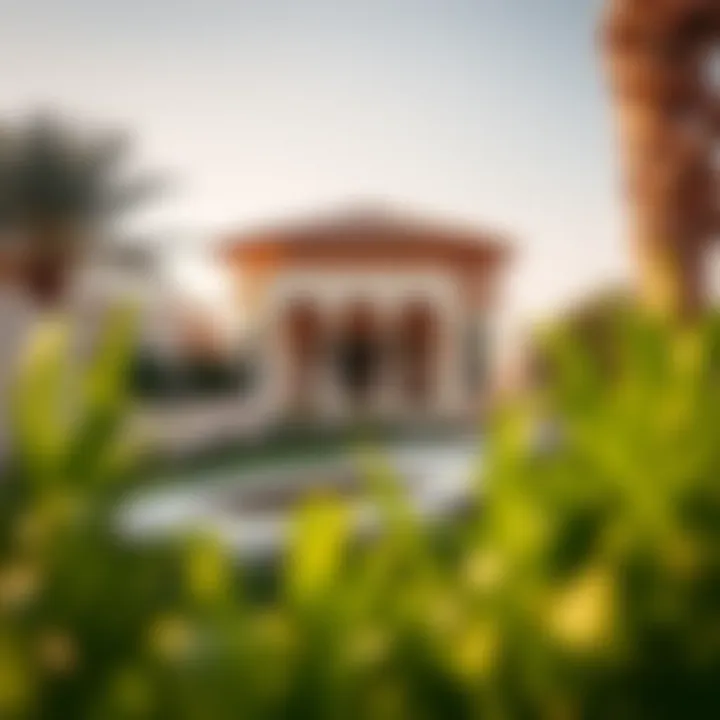 Tranquility Amidst Nature in Dubai's Villas Serene view of a villa area with lush greenery
