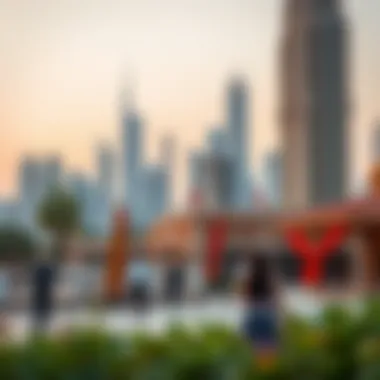 Dubai skyline with cultural elements during a holiday
