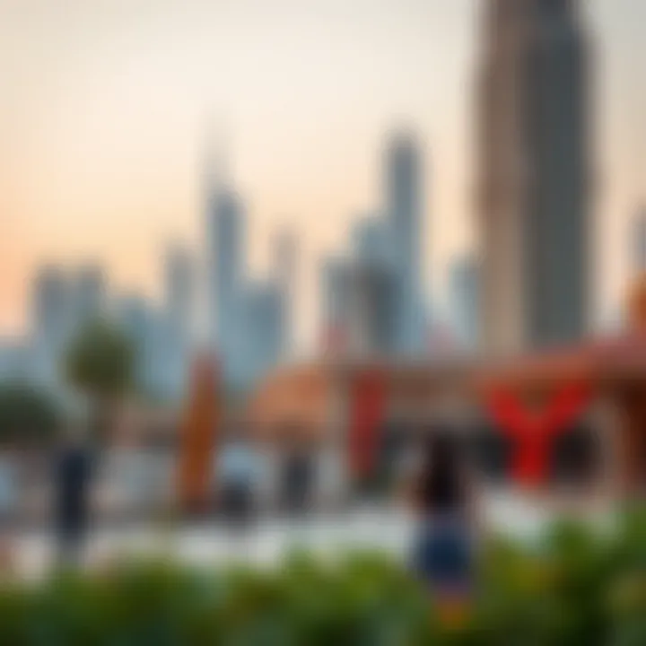 Dubai skyline with cultural elements during a holiday