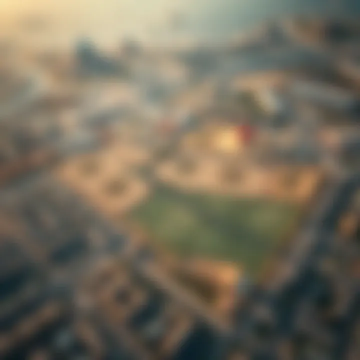 Aerial view of UAE land plots highlighting different zoning categories