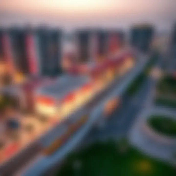 Aerial view of a real estate development near a Red Line Metro Station