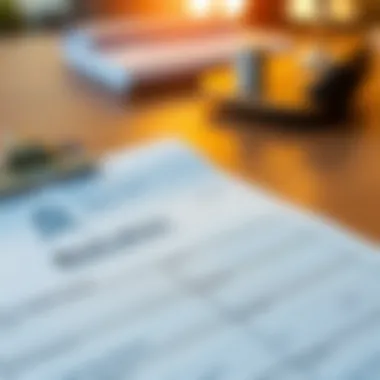 Close-up of a mortgage application form with financial documents