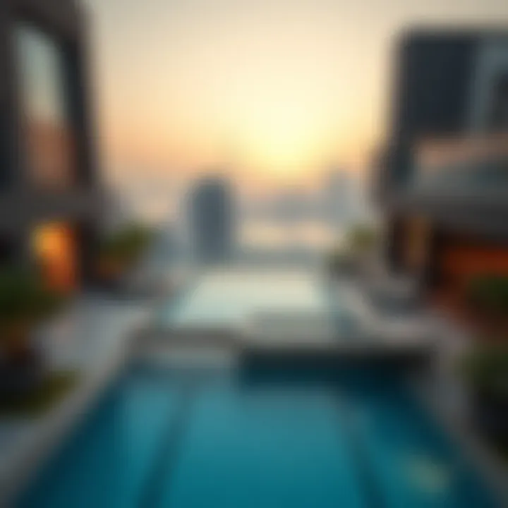 Stunning rooftop terrace with pool and lounge area in Dubai