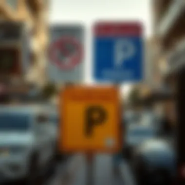 Various types of RTA parking signs in Dubai