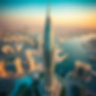 Aerial view of Salam Tower showcasing its unique architectural design