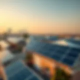 Aerial view of solar panels on rooftops in Dubai