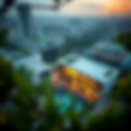 Aerial view of The Residence showcasing modern architecture