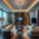 Luxurious living room design showcasing contemporary Dubai style