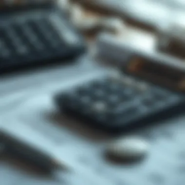 Financial Calculations for Currency Exchange Calculator and financial documents representing currency conversion calculations