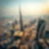 Aerial view of Dubai showcasing iconic skyscrapers and real estate developments