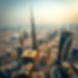 Aerial view of Dubai showcasing iconic skyscrapers and real estate developments