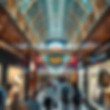 Shopping Scene in Dubai Mall A bustling shopping area inside Dubai Mall during peak hours