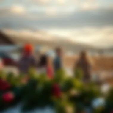 Holidays and Family Connections A serene landscape featuring families enjoying a vacation during holiday season.