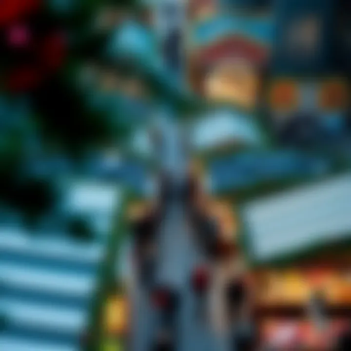 Economic Impact of Holiday Markets An aerial view of a bustling holiday market filled with unique gifts and food stalls.