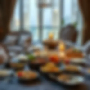 A beautifully arranged table for Suhoor with various traditional dishes