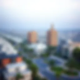 A panoramic view of Al Khail Gate showcasing residential buildings