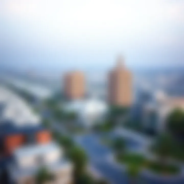A panoramic view of Al Khail Gate showcasing residential buildings