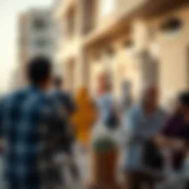 A vibrant community scene in Al Khail Gate reflecting tenant lifestyles