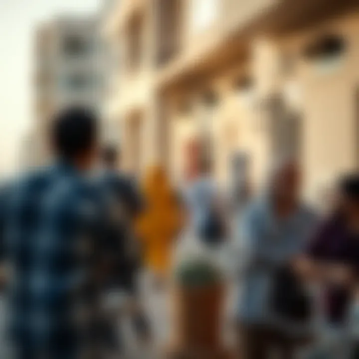 A vibrant community scene in Al Khail Gate reflecting tenant lifestyles