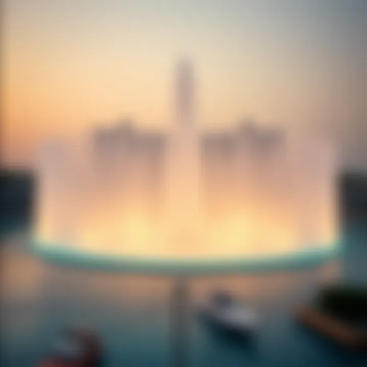 A captivating view of the Dubai Fountain during a daytime show