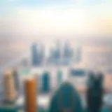 Dubai's Skyline and Real Estate Development Aerial view of Dubai's skyline showcasing real estate development