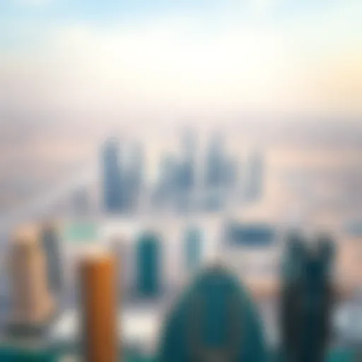 Dubai's Skyline and Real Estate Development Aerial view of Dubai's skyline showcasing real estate development