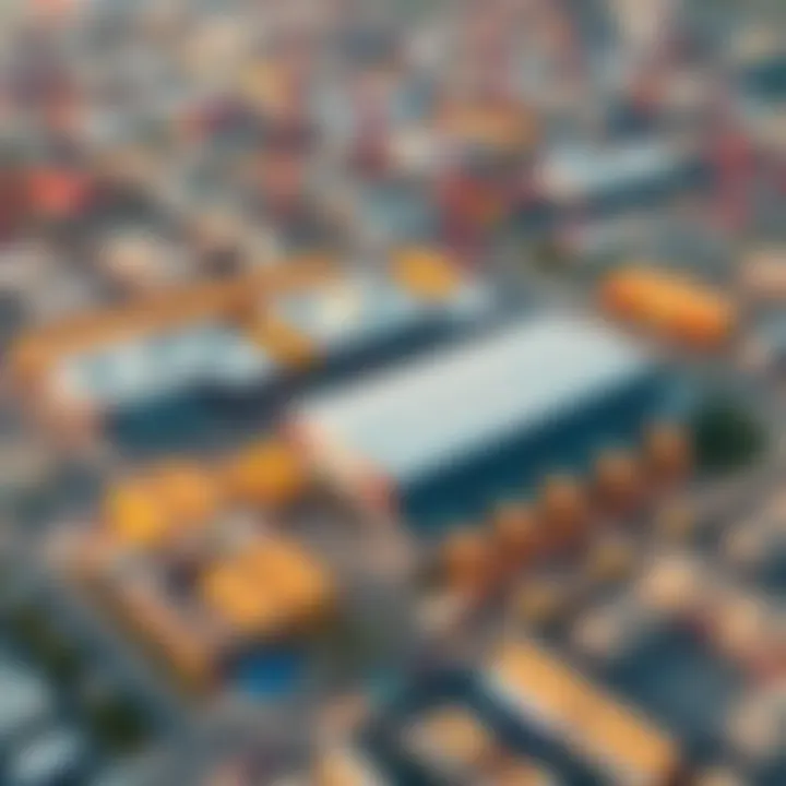 Aerial view of Umm Ramool showcasing warehousing facilities