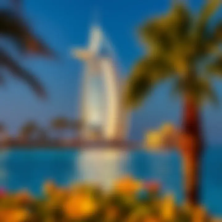 The iconic Burj Al Arab viewed from Wild Wadi Water Park