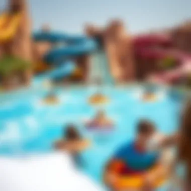 Visitors enjoying thrilling water slides at Wild Wadi